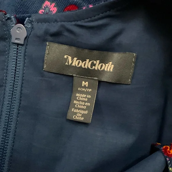 ModCloth Blue Floral Paisley Corduroy Overall Jumper Dress M NWT - Picture 4 of 5